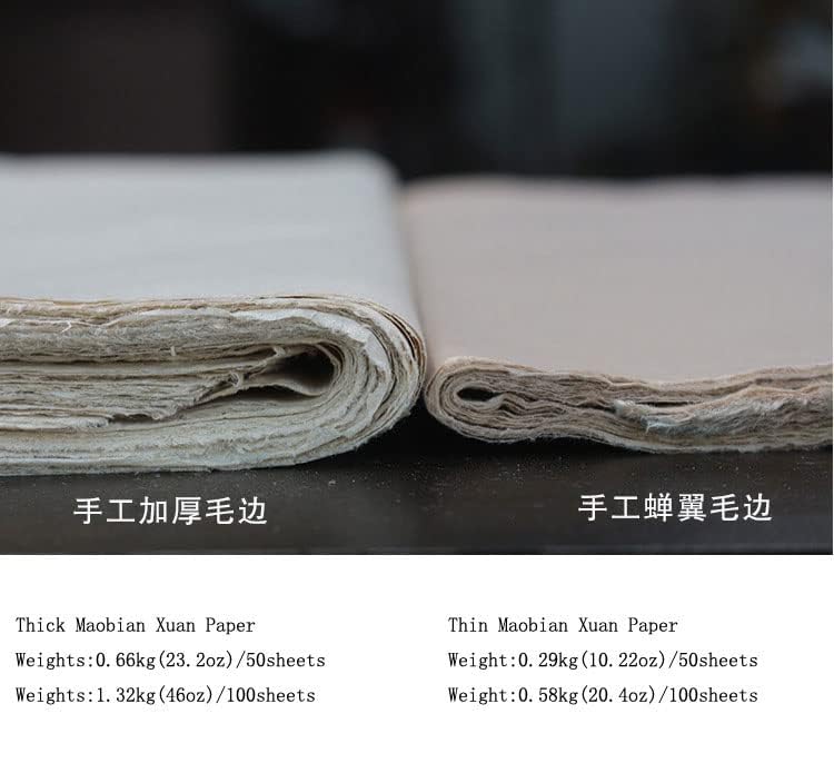 Easyou Sumi Paper Handmade Thin Xuan Paper Clear Straight Maobian for Chinese Japaness Calligraphy Practice (18.8"x30.7") 48x78cm 50sheets Canyi - Image 4